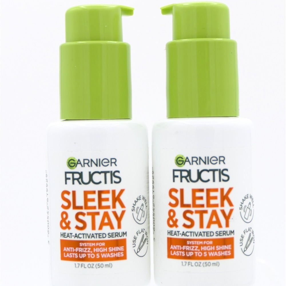 Garnier Fructis Sleek & Stay Heat-Activated Serum 2 Pack 1.7 oz Ea Anti-Frizz